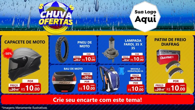 Modelo de TV para TV Horizontal com o tema Chuva de Ofertas para Moto peças