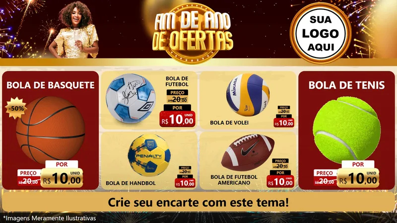 Modelo de TV para TV Horizontal com o tema Fim de Ano de Ofertas para Artigos Esportivos