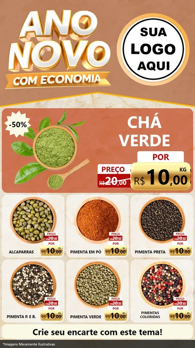 Modelo de Rede Social para Stories com o tema Ano Novo Com Economia para Produtos Naturais