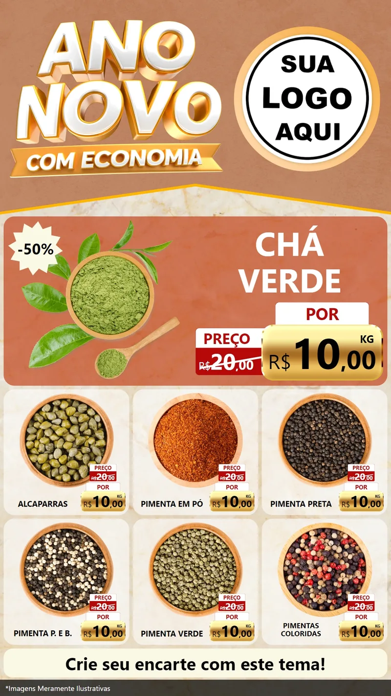 Modelo de Rede Social para Stories com o tema Ano Novo Com Economia para Produtos Naturais