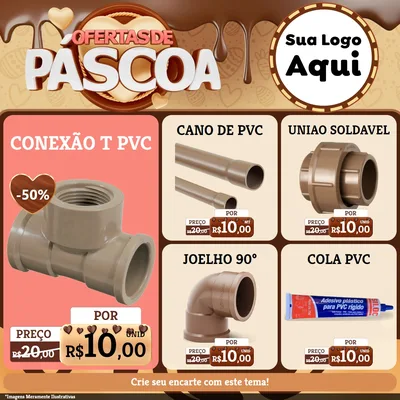 Modelo de Rede Social para Feed Facebook com o tema Ofertas de Páscoa para Tubos e conexões