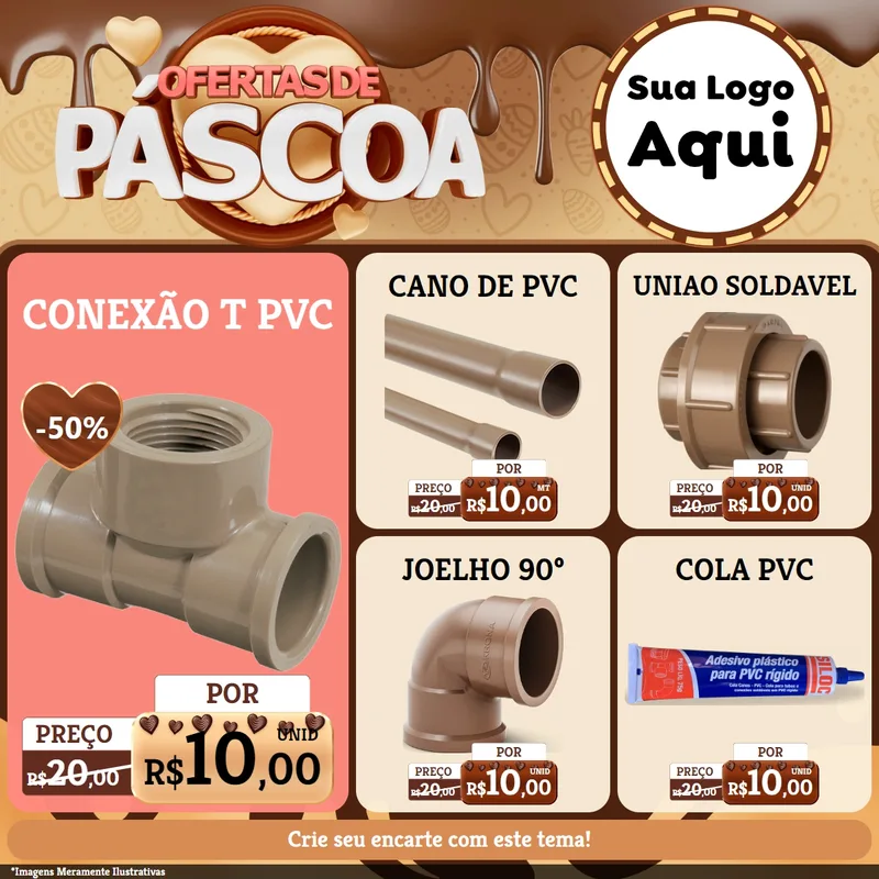 Modelo de Rede Social para Feed Facebook com o tema Ofertas de Páscoa para Tubos e conexões