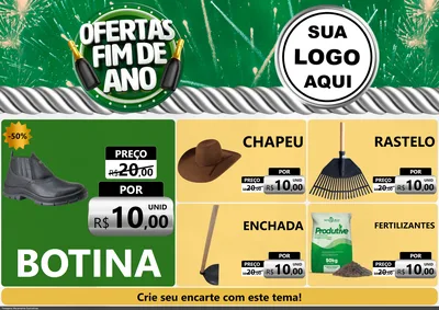Modelo de Encarte para Encarte A4 Horizontal com o tema Ofertas Fim de Ano para Agropecuária