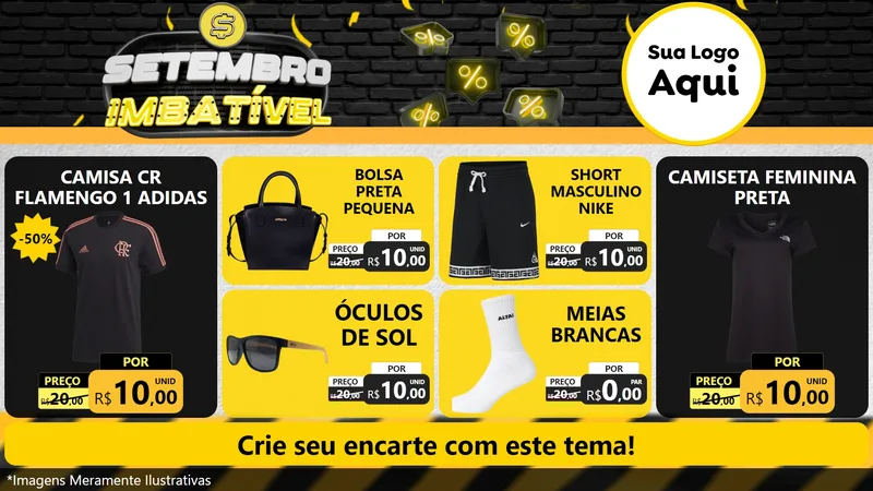 Modelo de TV para TV Horizontal com o tema Setembro Imbatível para Roupas e acessórios