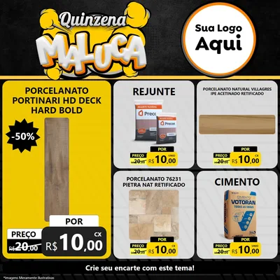 Modelo de Rede Social para Feed Facebook com o tema Quinzena Maluca para Pisos e revestimentos