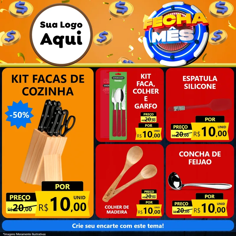 Modelo de Rede Social para Feed Facebook com o tema Fecha Mês para Utilidades Domésticas