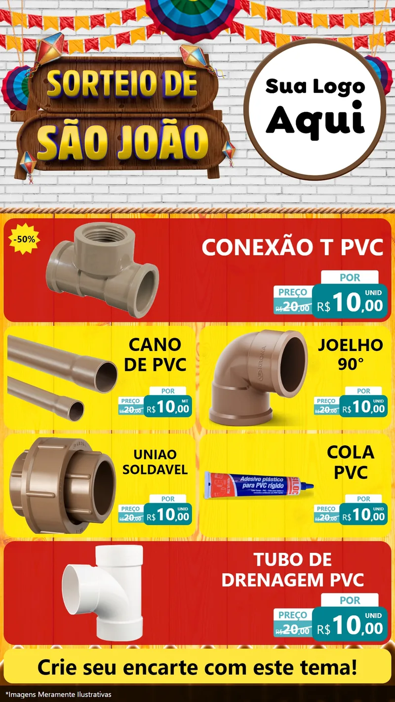 Modelo de TV para TV Vertical com o tema Sorteio de São João para Tubos e conexões