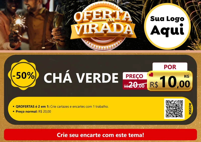 Modelo de Cartaz para Cartaz A4 Horizontal com o tema Oferta da Virada para Produtos Naturais