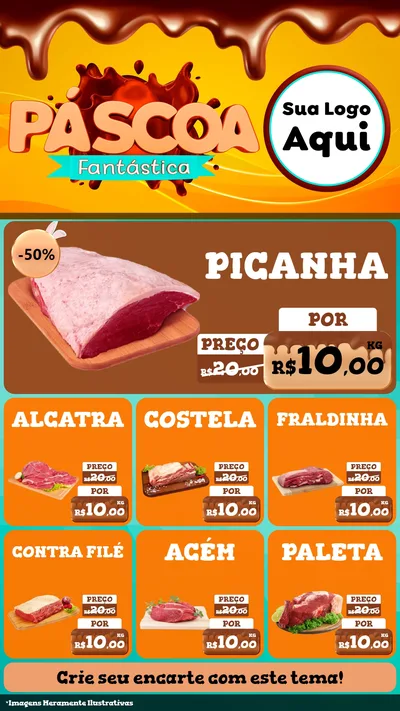 Modelo de Rede Social para Stories com o tema Páscoa Fantástica para Açougue