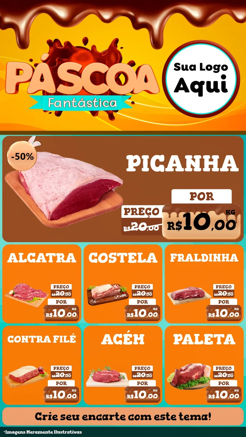 Modelo de Rede Social para Stories com o tema Páscoa Fantástica para Açougue