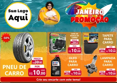 Modelo de Encarte para Encarte A4 Horizontal com o tema Janeiro de Promoção para Auto peças