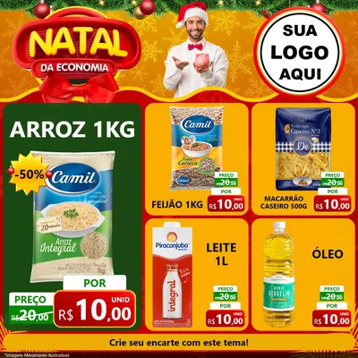 Modelo de Rede Social para Feed Facebook com o tema Natal da Economia para Supermercado