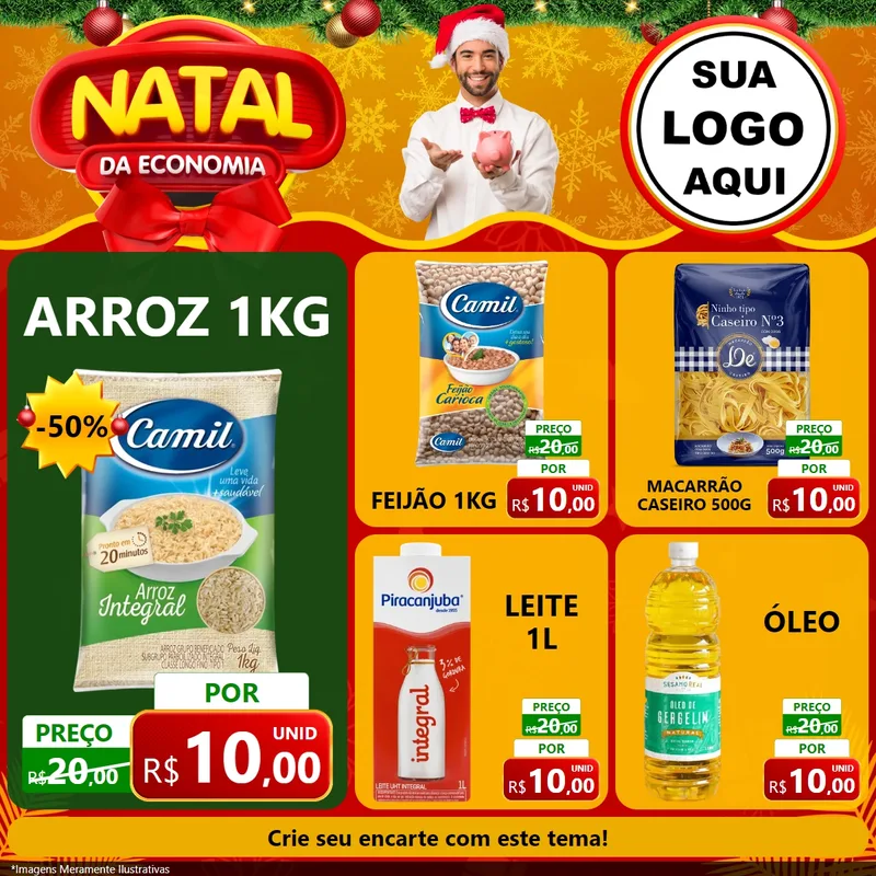 Modelo de Rede Social para Feed Facebook com o tema Natal da Economia para Supermercado