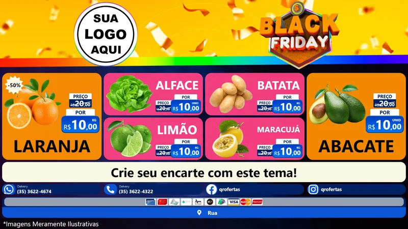 Modelo de TV para TV Horizontal com o tema Black Friday para Hortifrúti