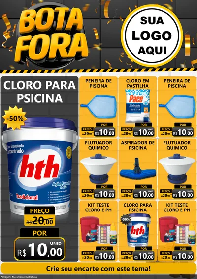 Modelo de Encarte para Encarte A4 Vertical com o tema Bota Fora para Produtos para Piscina