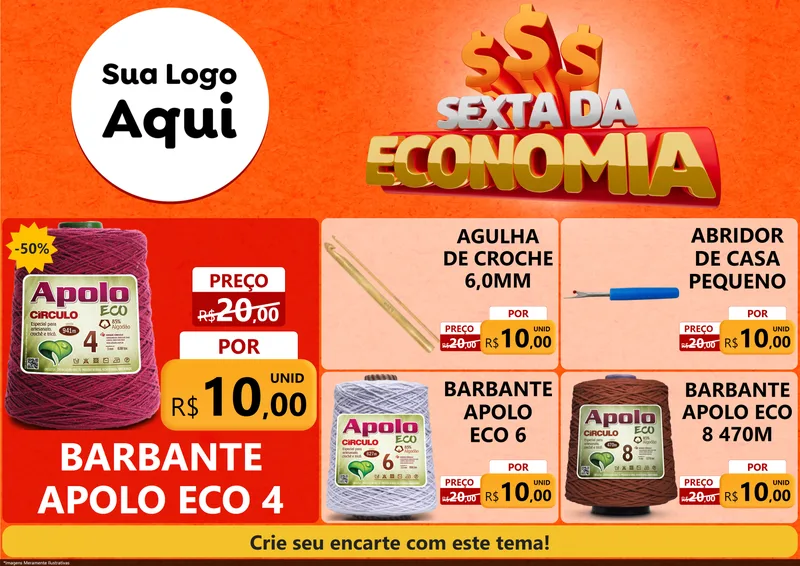 Modelo de Encarte para Encarte A4 Horizontal com o tema Sexta da Economia para Armarinho e Aviamentos