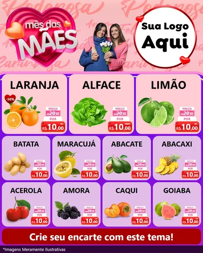 Modelo de Rede Social para Feed Instagram com o tema Mês Das Mães para Hortifrúti