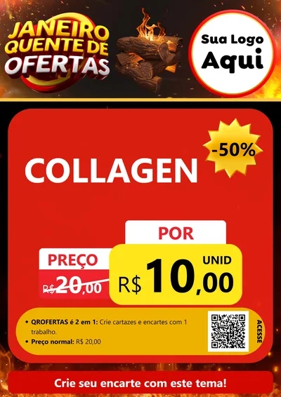 Modelo de Cartaz para Cartaz A4 Vertical com o tema Janeiro Quente de Ofertas para Suplementos alimentares