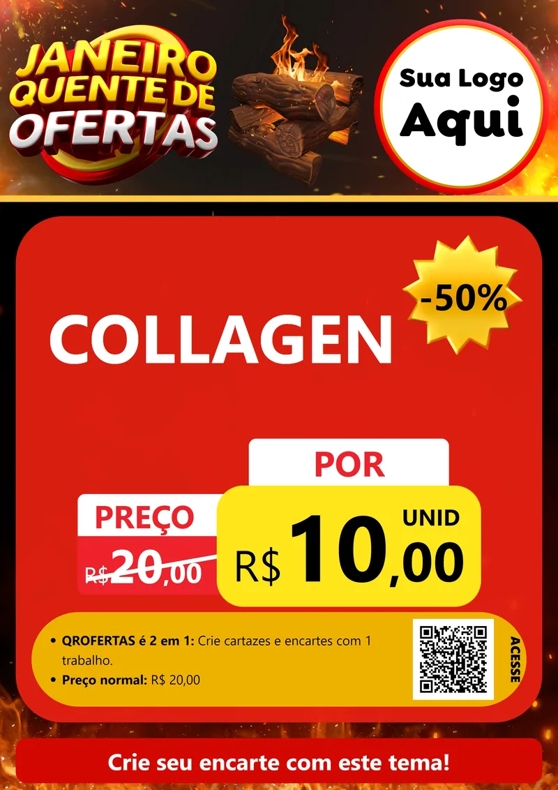 Modelo de Cartaz para Cartaz A4 Vertical com o tema Janeiro Quente de Ofertas para Suplementos alimentares
