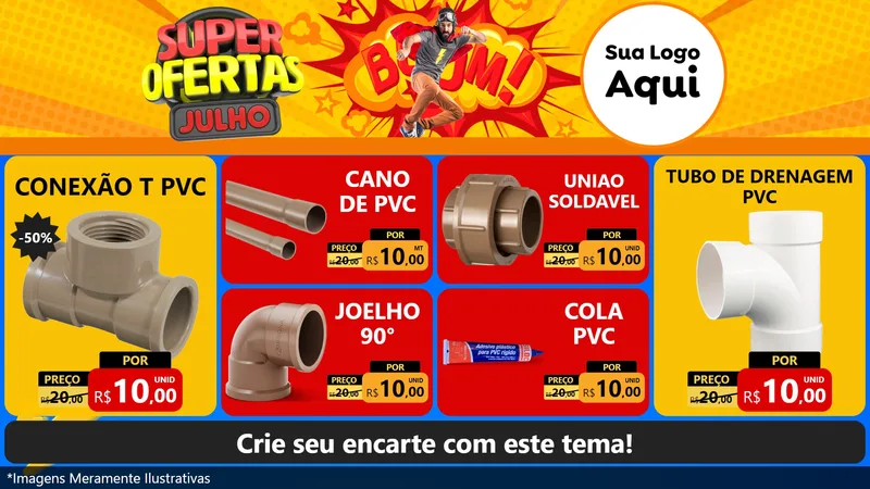 Modelo de TV para TV Horizontal com o tema Super Ofertas Julho para Tubos e conexões