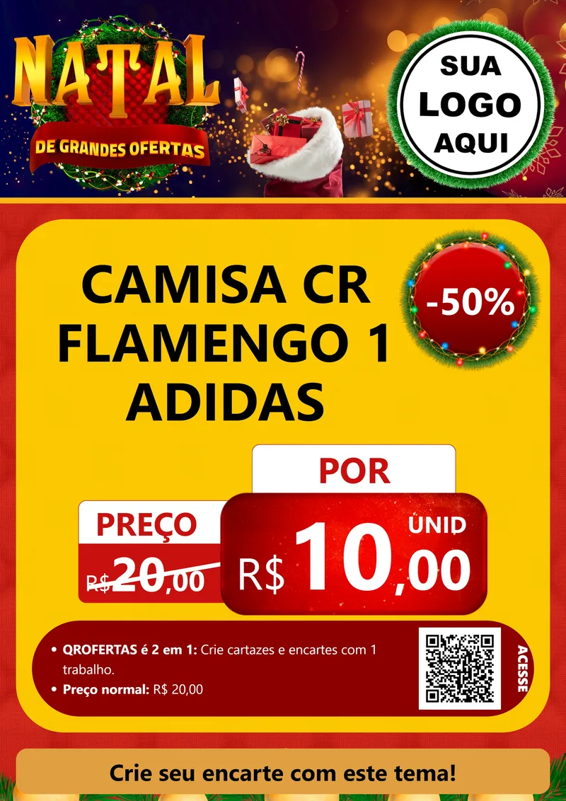 Modelo de Cartaz para Cartaz A4 Vertical com o tema Natal de Grandes Ofertas para Roupas e acessórios