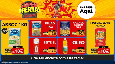 Modelo de TV para TV Horizontal com o tema Super Ofertas Julho para Supermercado