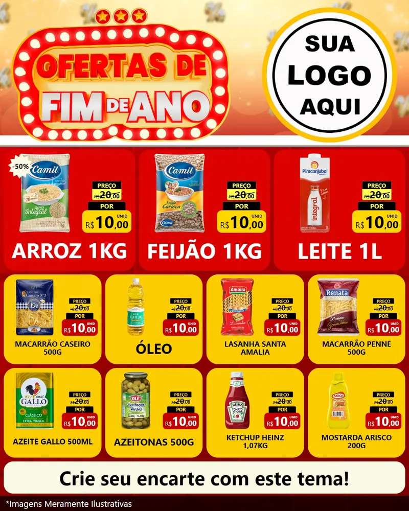 Modelo de Rede Social para Feed Instagram com o tema Ofertas de Fim de Ano para Supermercado
