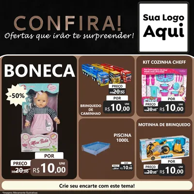 Modelo de Rede Social para Feed Facebook com o tema Confira! Ofertas que irão te surpreender! para Brinquedos