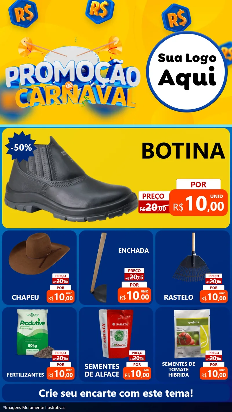 Modelo de Rede Social para Stories com o tema Promoção de Carnaval para Agropecuária