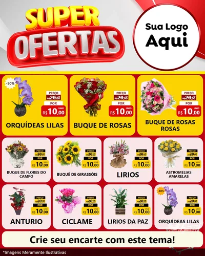 Modelo de Rede Social para Feed Instagram com o tema Super Ofertas para Floricultura e jardim