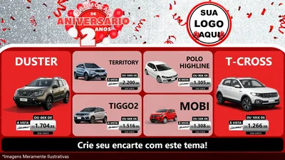 Modelo de TV para TV Horizontal com o tema Promoção de Aniversário - 2 Anos para Concessionaria de Carros