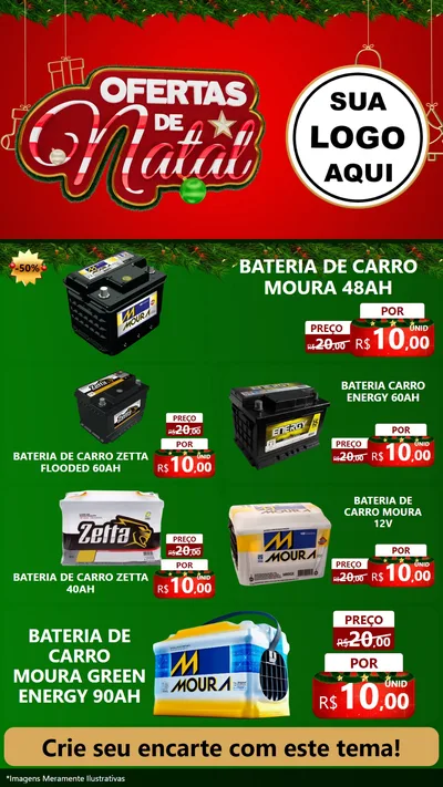 Modelo de TV para TV Vertical com o tema Ofertas de Natal para Baterias Elétricas