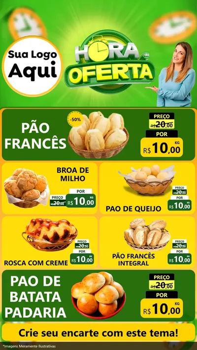 Modelo de TV para TV Vertical com o tema Hora da Oferta para Padaria