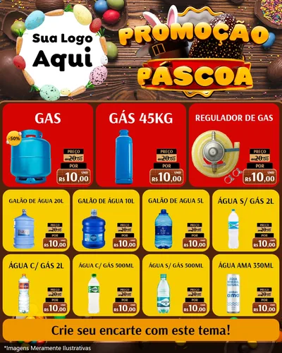Modelo de Rede Social para Feed Instagram com o tema Promoção Páscoa para Água e gás