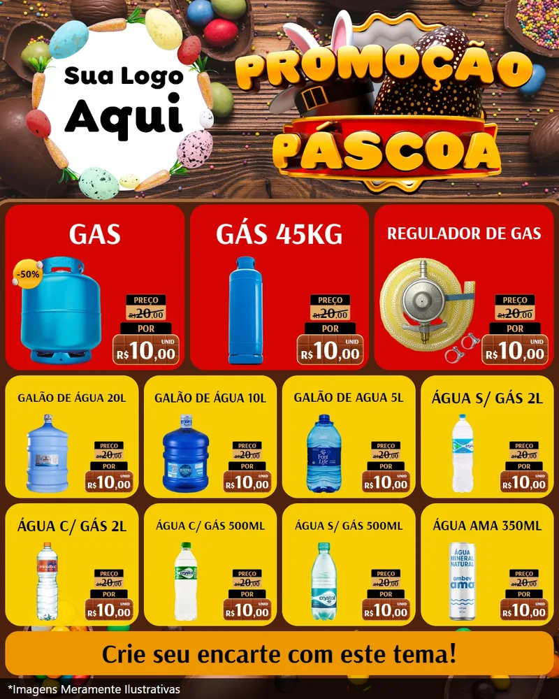 Modelo de Rede Social para Feed Instagram com o tema Promoção Páscoa para Água e gás