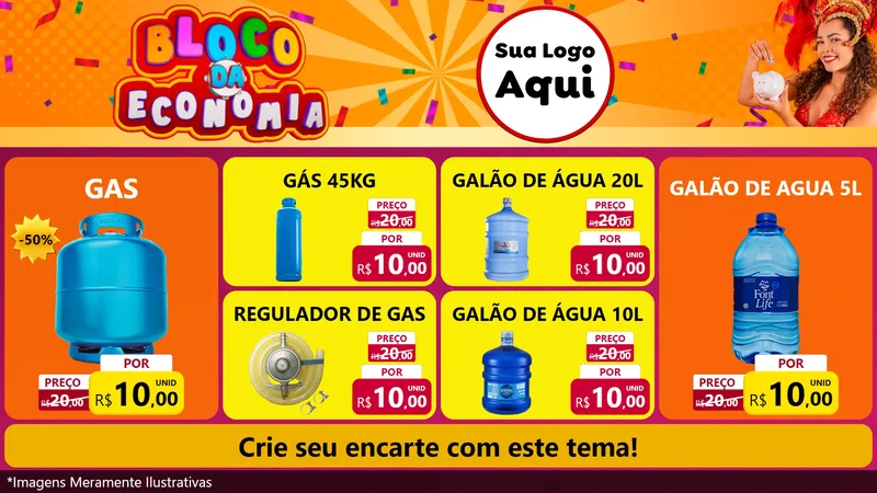 Modelo de TV para TV Horizontal com o tema Bloco da Economia para Água e gás