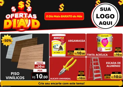 Modelo de Encarte para Encarte A4 Horizontal com o tema Ofertas Dia D para Material para Construção