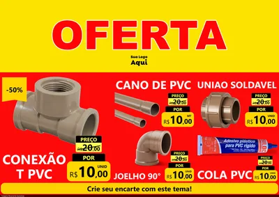 Modelo de Encarte para Encarte A4 Horizontal com o tema OFERTA - Vermelho Cartaz para Tubos e conexões