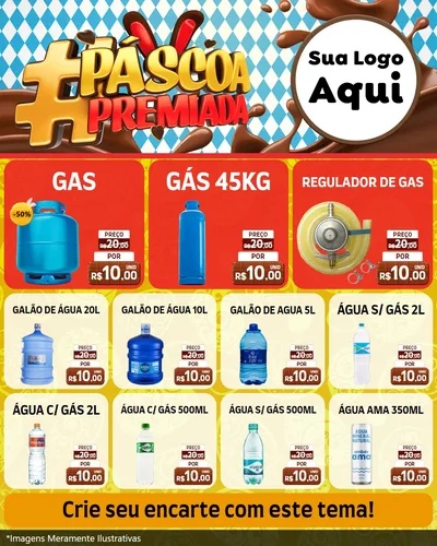 Modelo de Rede Social para Feed Instagram com o tema Páscoa Premiada para Água e gás