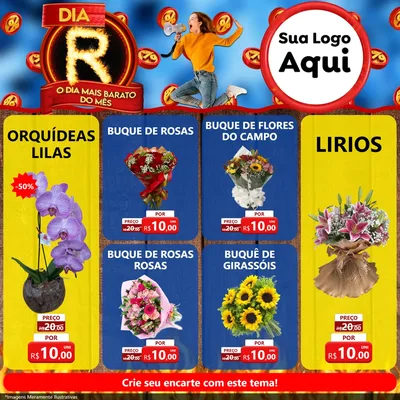 Modelo de Rede Social para Feed Facebook com o tema Dia R - O Dia Mais Barato Do Mês para Floricultura e jardim