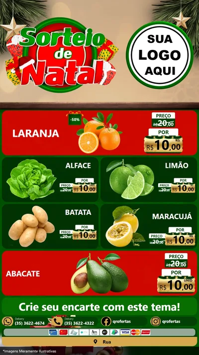 Modelo de TV para TV Vertical com o tema Sorteio de Natal para Hortifrúti