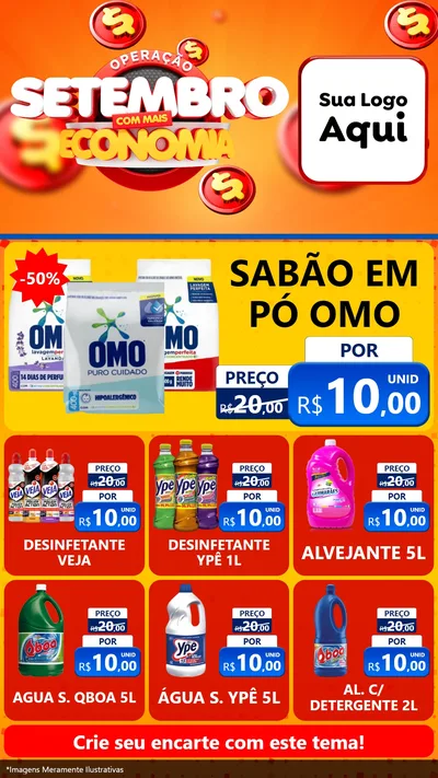 Modelo de Rede Social para Stories com o tema Operação Setembro Com Muita Economia para Produtos de Limpeza