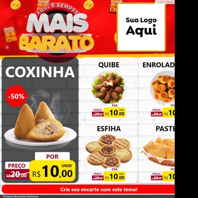Modelo de Rede Social para Feed Facebook com o tema Mais Barato para Salgadaria