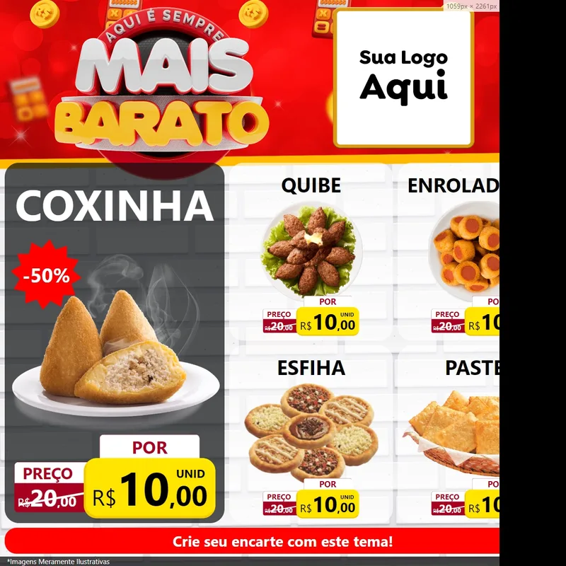 Modelo de Rede Social para Feed Facebook com o tema Mais Barato para Salgadaria