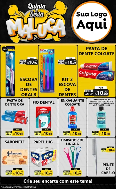 Modelo de Encarte para Encarte Grande com o tema Quinta e Sexta Maluca para Higiene Pessoal