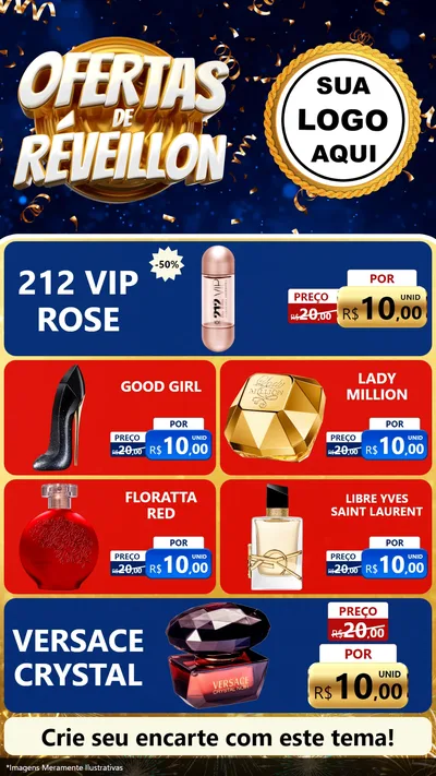 Modelo de TV para TV Vertical com o tema Ofertas de Réveillon para Perfumes
