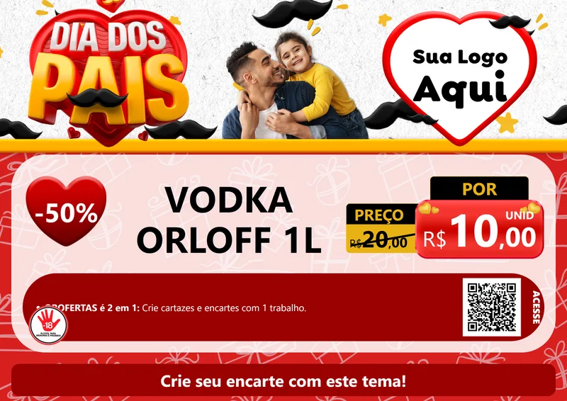 Modelo de Cartaz para Cartaz A4 Horizontal com o tema Dia dos Pais para Distribuidora de bebidas