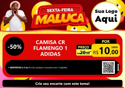 Modelo de Cartaz para Cartaz A4 Horizontal com o tema Sexta-feira Maluca para Roupas e acessórios