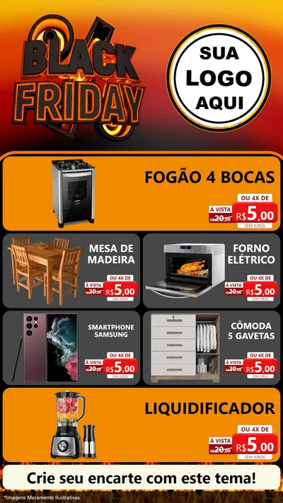 Modelo de TV para TV Vertical com o tema Black Friday para Móveis e Eletro