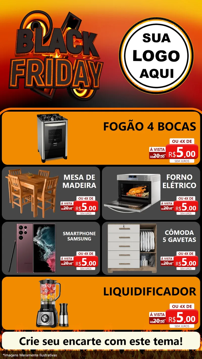 Modelo de TV para TV Vertical com o tema Black Friday para Móveis e Eletro